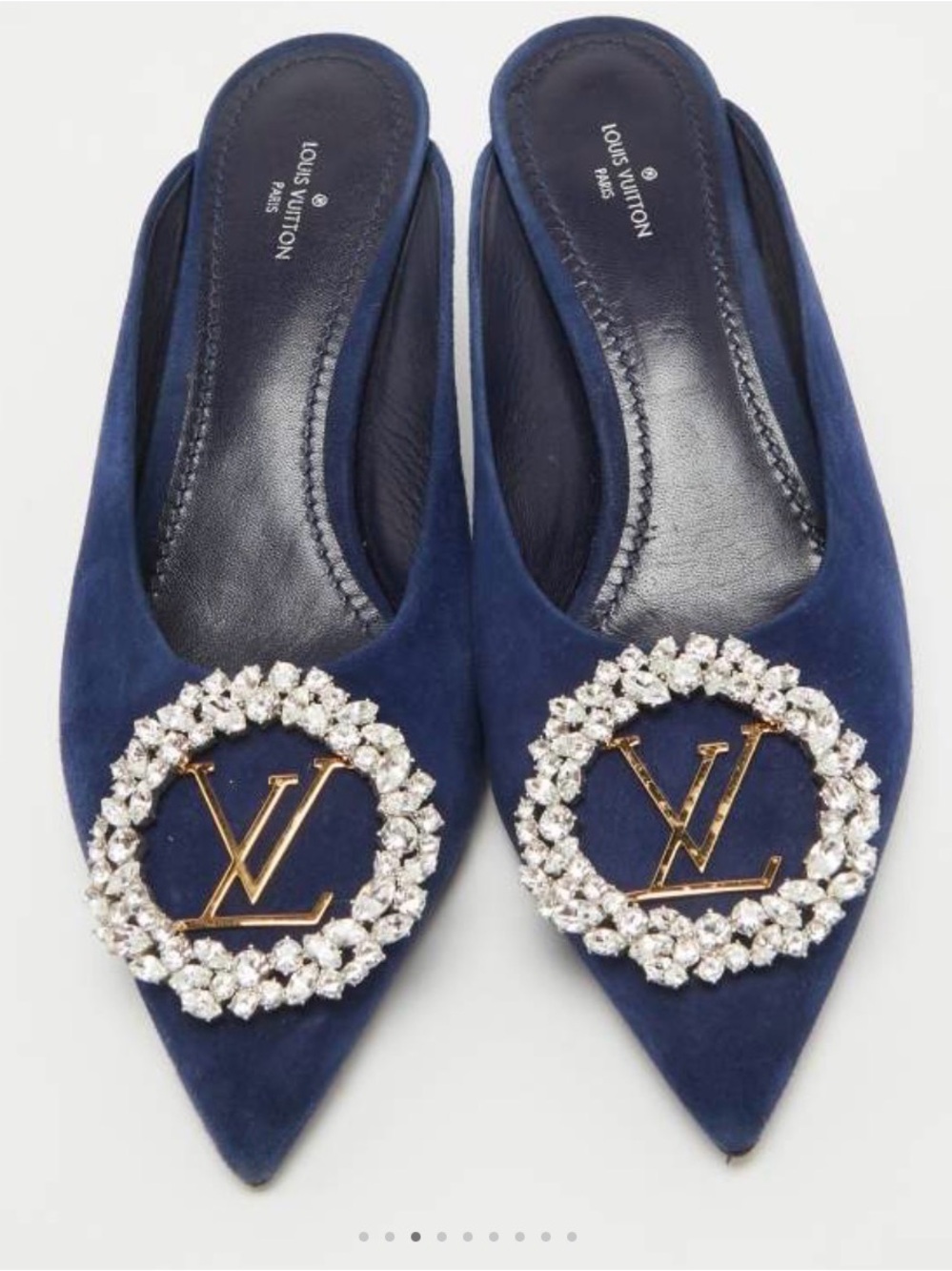 Louis Vuitton Madeleine Goat blue Suede heeled Mules (with dust bag) 5.5 #70